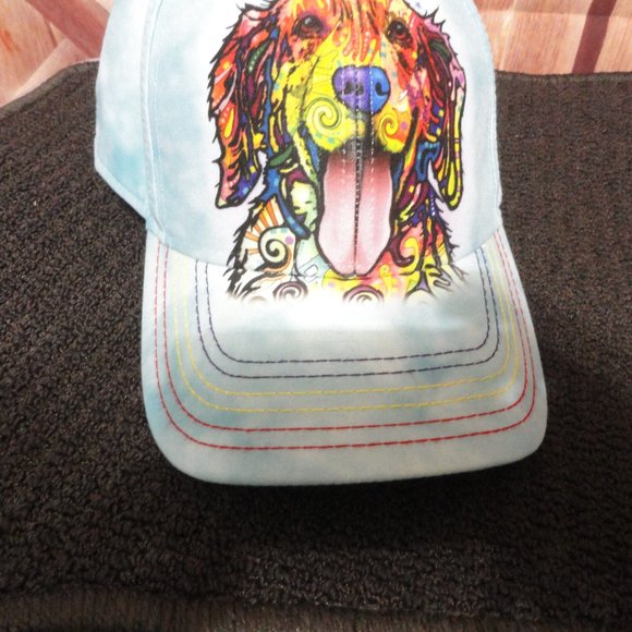Dog is love Colorful Dog ball cap~EUC~tie dye blue, hook & loop back~Dog… - Picture 5 of 8